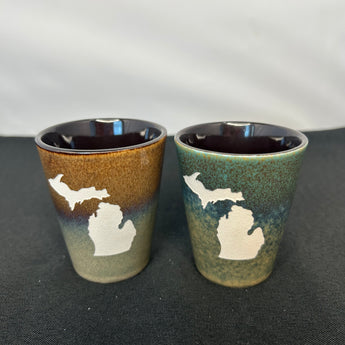 Michigan 3.5oz Shot Glass ( Blue to Beige or Tan to Beige)