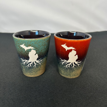 Michigan Roots 3.5 oz Shot Glass ( Rust to Beige or Blue to Tan)