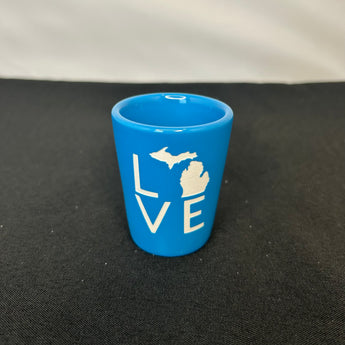 Love Colored Shot Glass (Black or Light Blue)