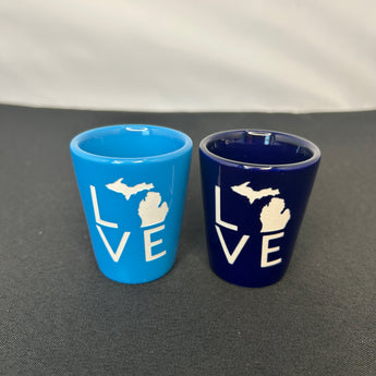 Love Colored Shot Glass (Black or Light Blue)