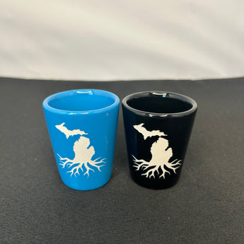 Michigan Roots Shot Glass (Light Blue or Black)