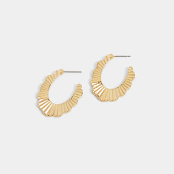 Ribbed Scallop Post Hoop Earrings