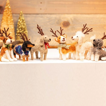 Felt Ornaments Reindeer Dogs