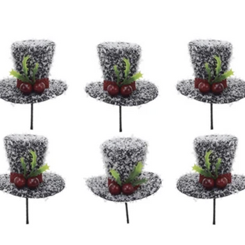 Set of 6 Top Hat Ornaments