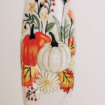 Floral Pumpkin - Crackle Glass Vase