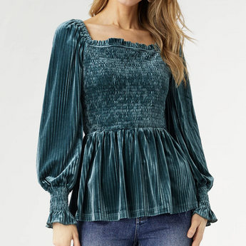 Lulu Pleated Velour Top