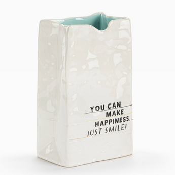 Make Happiness Ceramic Small Vase