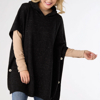 Tindra Hooded Lurex Pullover with Buttons