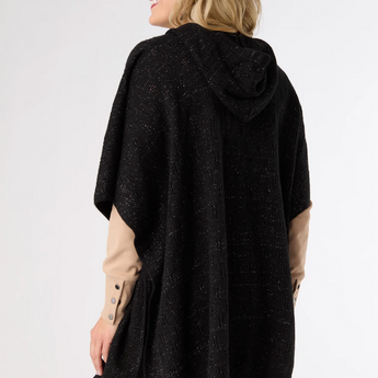 Tindra Hooded Lurex Pullover with Buttons