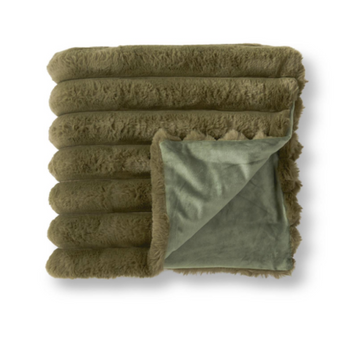 Dark Green Vegan Fur Throw Blanket