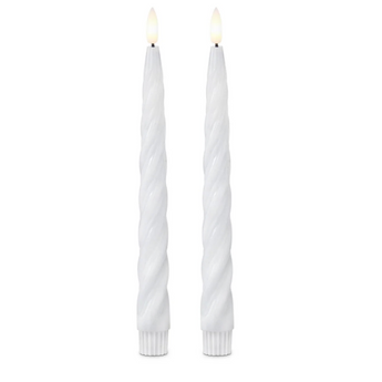 White Spiral LED Taper Candles