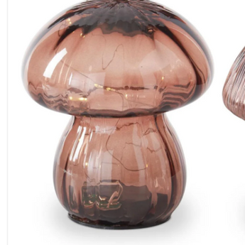 Brown Glass LED Mushroom W/Timer - 6.25"