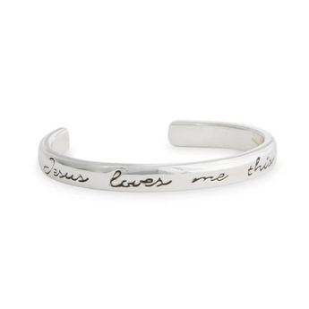 Kids Jesus Loves Me Silver-Plated Cuff Bracelet