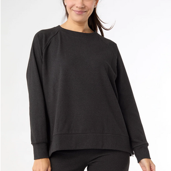 Weekend Brushed Side Zip Raglan Sleeve -Midnight Black