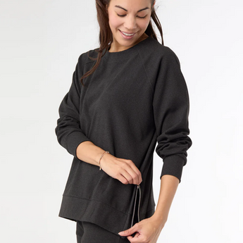 Weekend Brushed Side Zip Raglan Sleeve -Midnight Black
