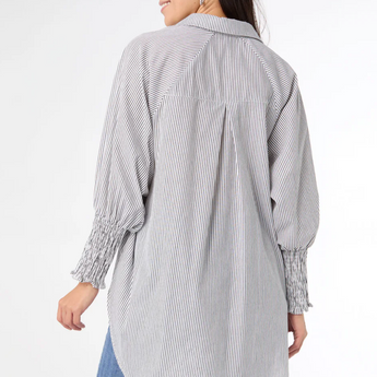 Tianna Striped Tunic Top with Cinched Sleeve