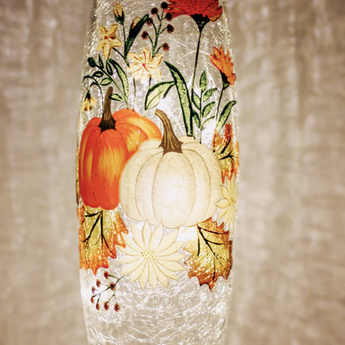 Floral Pumpkin - Crackle Glass Vase