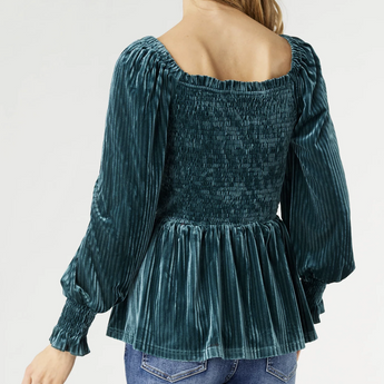 Lulu Pleated Velour Top