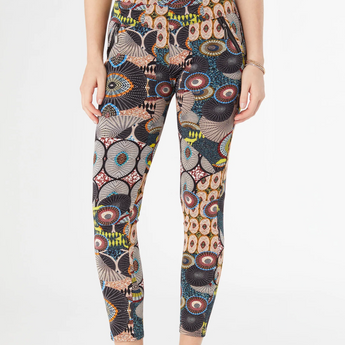 Printed Jasmine Zip Pocket Leggings - Cyber Lime Spiral Print