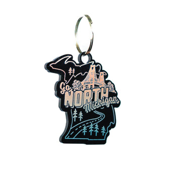 Acrylic Happy Little Michigan Key Chain - Ruffled Feather