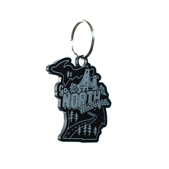 Acrylic Happy Little Michigan Key Chain - Ruffled Feather