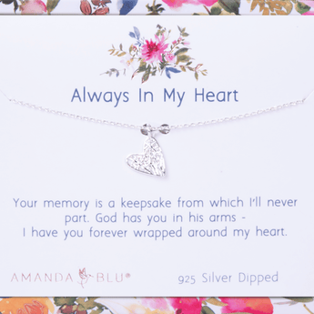 Always In My Heart Silver Charm Necklace - Ruffled Feather