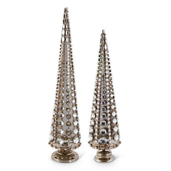 Antique Gold Jeweled Metal Mesh Trees - Ruffled Feather