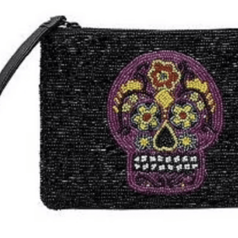 Beaded Sugar Skull Purse - Ruffled Feather