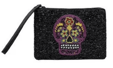 Beaded Sugar Skull Purse - Ruffled Feather
