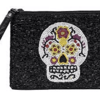 Beaded Sugar Skull Purse - Ruffled Feather