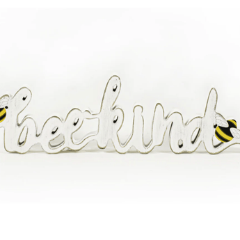 "Bee Kind" Wood Cutout - Ruffled Feather