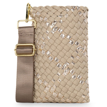 Beige Shay Buff Woven Phone Bag - Ruffled Feather