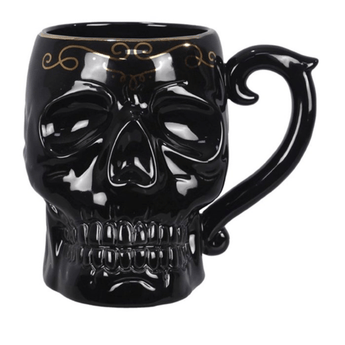 Black Ceramic Skull Mug - Ruffled Feather