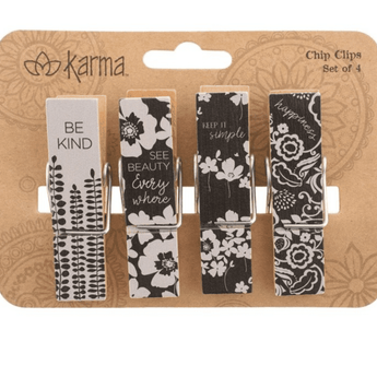 Black Floral Chip Clips - Ruffled Feather