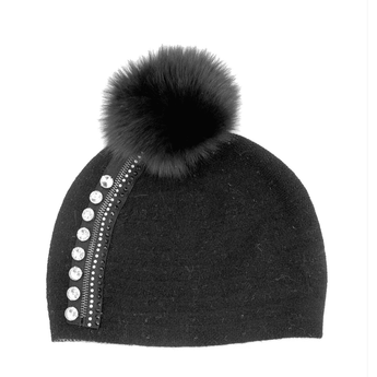 Black Hat w/ Zipper Design - Ruffled Feather