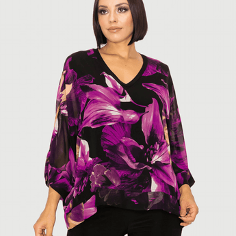 Black Orchid V-Neck Top - Ruffled Feather