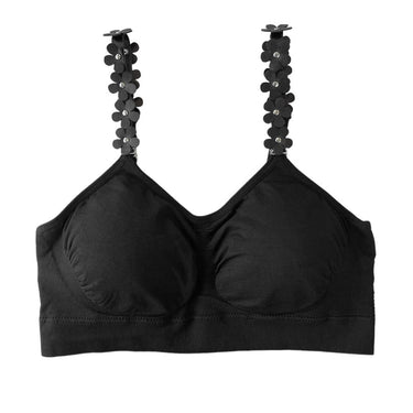 Black Vegan Flower Bra - Ruffled Feather