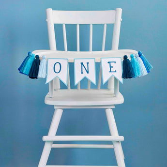 Blue One Birthday Banner - Ruffled Feather