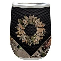 Camouflage Sunflower 12oz Stemless Tumbler - Ruffled Feather