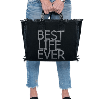 Canvas Black Tote-Best Life Ever - Ruffled Feather