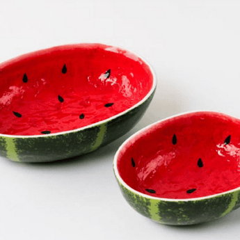 Ceramic Watermelon Bowls 2pk 6" & 8" - Ruffled Feather