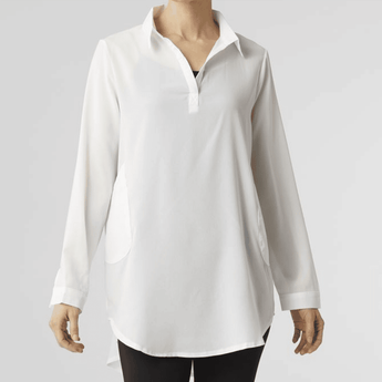 Chiara - Sheer Popover Tunic w/ Pockets - Ruffled Feather