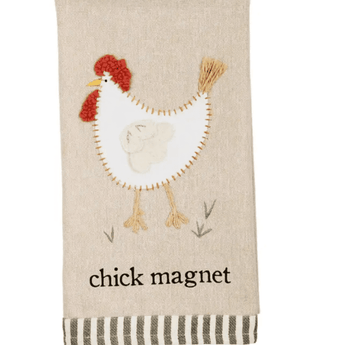 "Chick Magnet" Kitchen Towel - Ruffled Feather