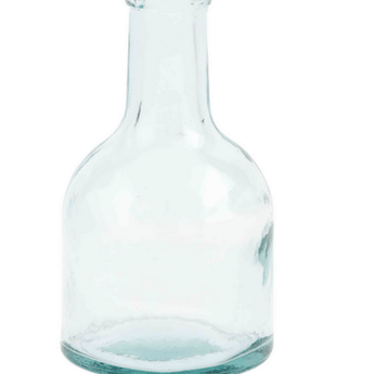 Clear Short Bottle Vase - Ruffled Feather