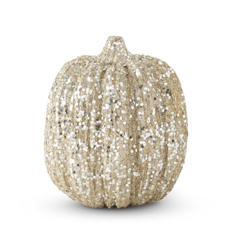 CLEARANCE 6" Champagne Glitter &amp; Sequin Pumpkin - Ruffled Feather