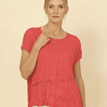 CLEARANCE Addie Top - Carmine - Ruffled Feather