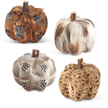 CLEARANCE Assorted 3.25" Feather Pumpkins - Ruffled Feather