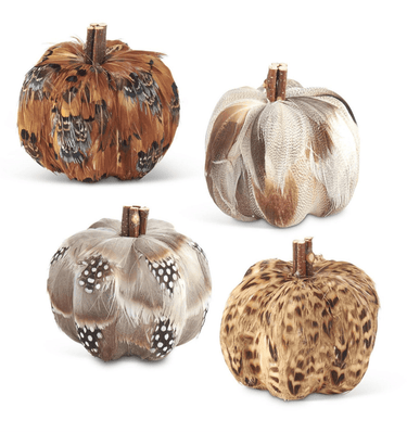 CLEARANCE Assorted 3.25" Feather Pumpkins - Ruffled Feather