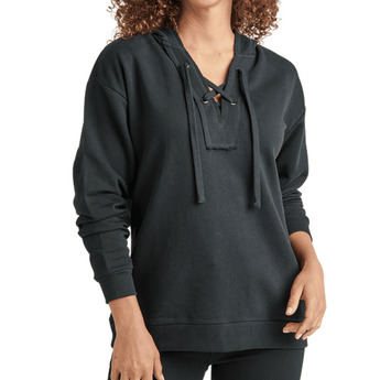 CLEARANCE Black Lace-Up Hoodie - Ruffled Feather