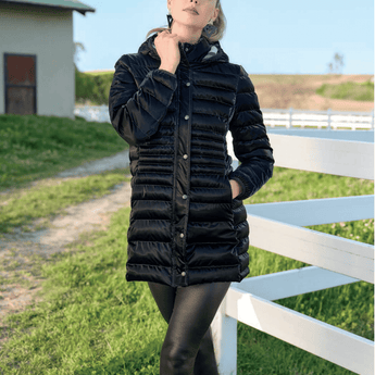 CLEARANCE - Black Woven Puffer Coat - Ruffled Feather